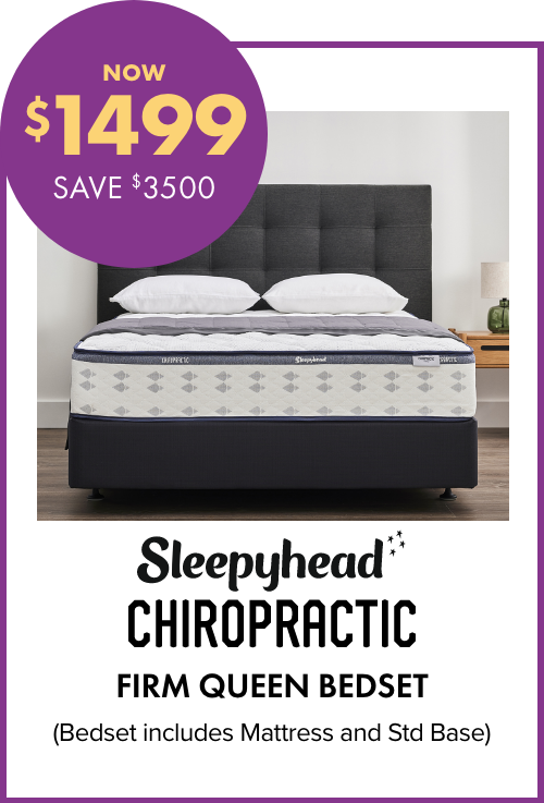 NOW $1499 SAVE $3500 Sleepyhead Chiropractic Firm Queen Bedset