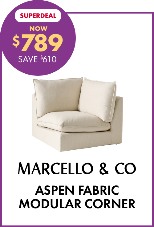 SUPERDEAL NOW $789 SAVE $610 Marcello & Co Aspen Fabric Modular Corner