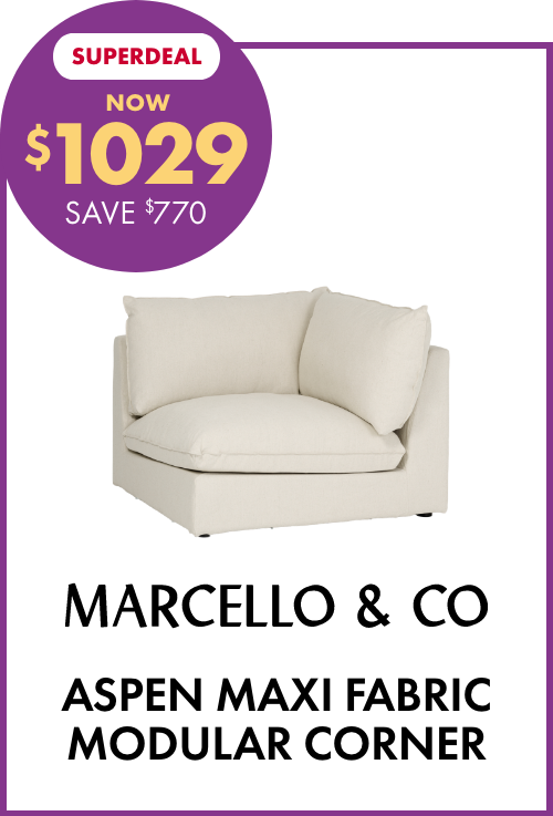 SUPERDEAL NOW $1029 SAVE $770 Marcello & Co Aspen Maxi Fabric Modular Corner