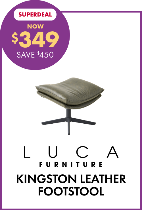 SUPERDEAL NOW $349 SAVE $450 LUCA Furniture Kingston Leather Footstool