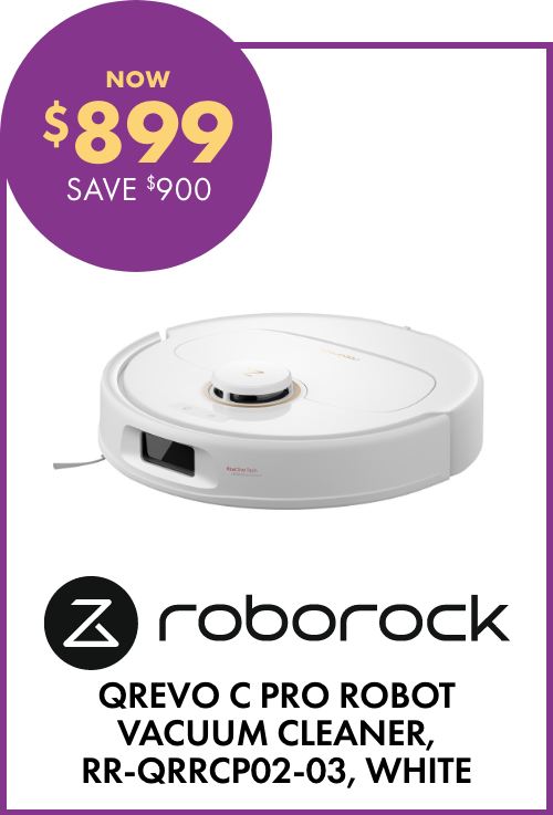 NOW $899 SAVE $900 Roborock Qrevo C Pro Robot Vacuum Cleaner, RR-QRRCP02-03, White