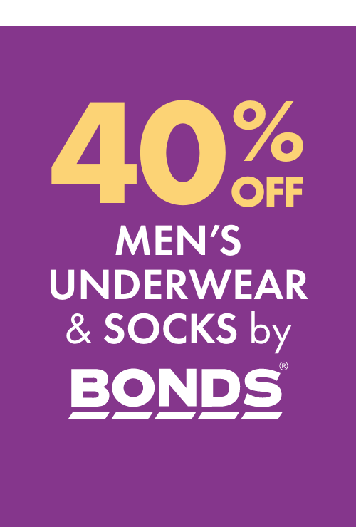 40% off Men’s Underwear, Socks & Sleepwear by Bonds
