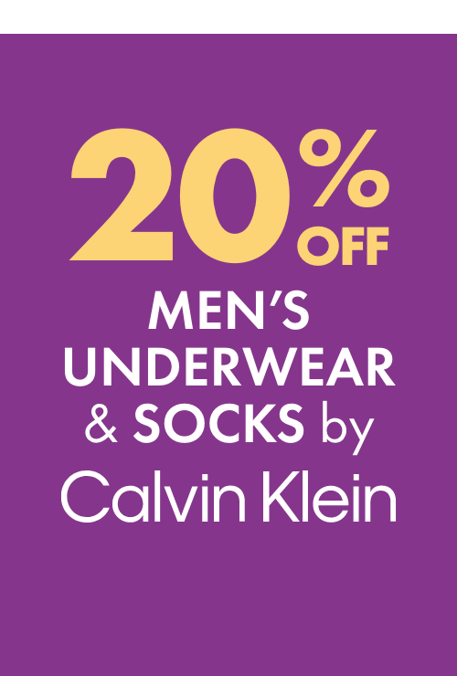 20% off Men’s Underwear & Socks by Calvin Klein