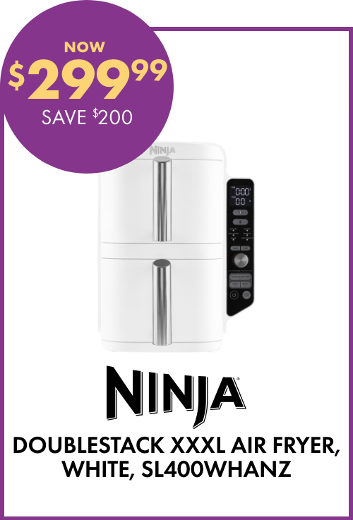 NOW $299.99 SAVE $200 Ninja DoubleStack XXXL Air Fryer, White, SL400WHANZ