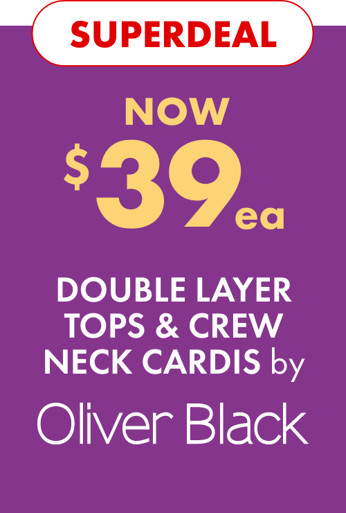 Superdeal NOW $39ea Oliver Black Double Layer Tops & Crew Neck Cardis