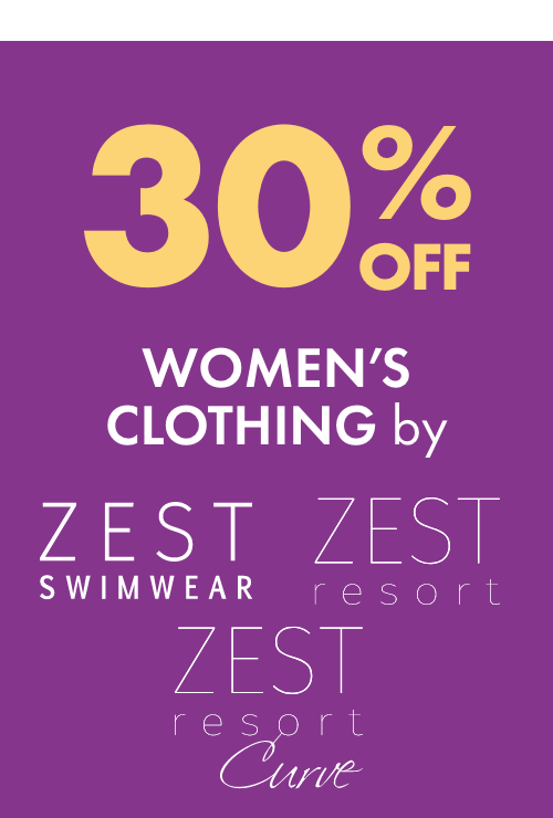 30% off Women's Swimwear by Zest Resort, Zest Resort Curve & Zest Swimwear
