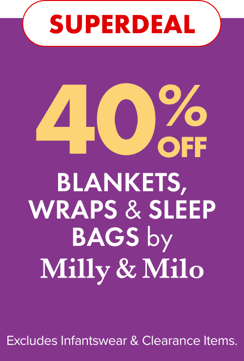 SUPERDEAL 40% OFF Blankets, Wraps and Sleep Bags by Milly & Milo