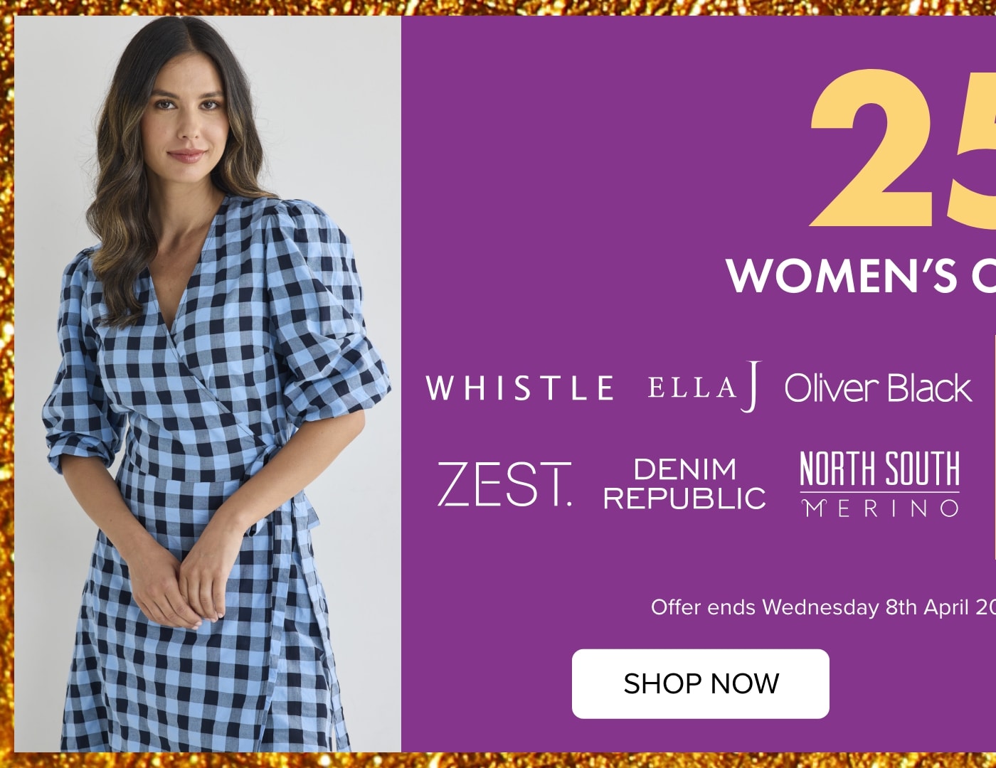 25% off Women's Clothing by Whistle, Ella J, Oliver Black, Zest, Denim Republic & North South Merino