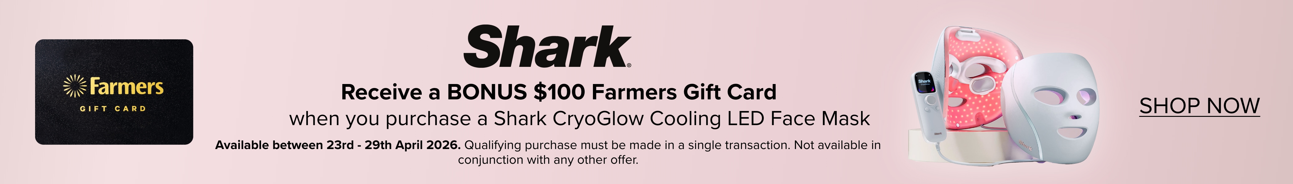 Shark Cryoglow Cooling LED Mask - Bonus $100 Farmers Gift Card with purchase