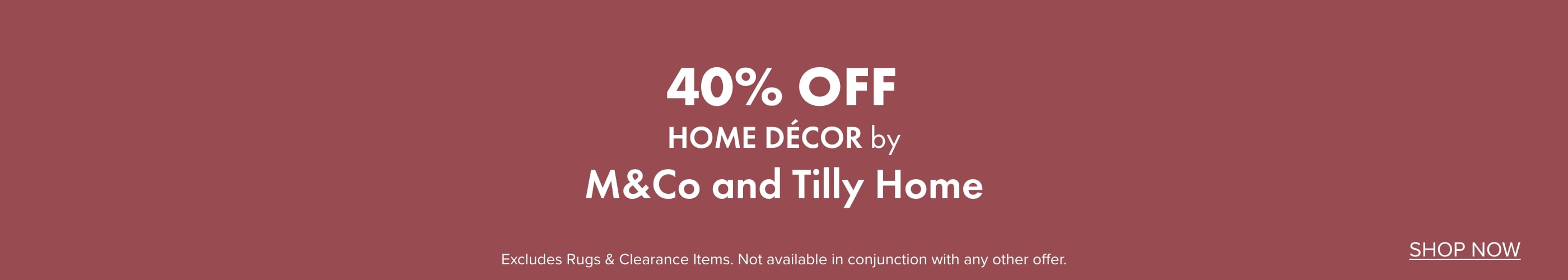 40% OFF Home Décor by M&Co and Tilly Home