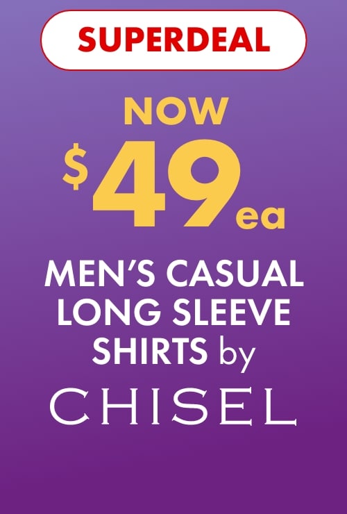SUPERDEAL NOW $49ea Men's Casual Long Sleeve Shirts by Chisel