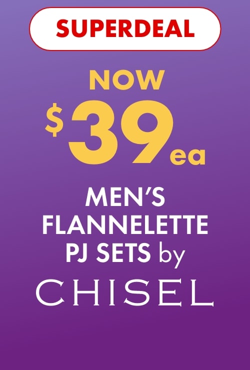 Superdeal NOW $39ea Men's Flannelette PJ Sets by Chisel