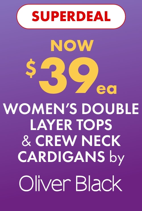 SUPERDEAL NOW $39ea Women's Double Layer Tops & Crew Neck Cardigans by Oliver Black