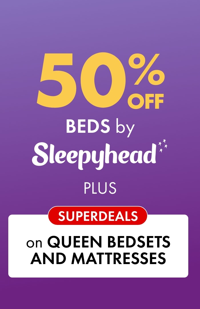 50% OFF Beds by Sleepyhead PLUS SUPERDEALS on Queen Bedsets and Mattresses