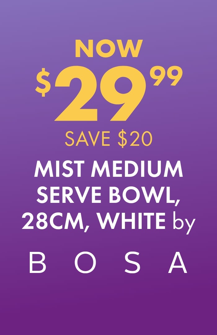 NOW $29.99 SAVE $20 Mist Medium Serve Bowl, 28cm, White by Bosa
