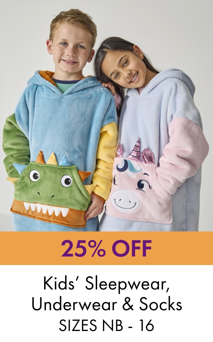 25% Off Kids Sleepwear, Underwear and Socks