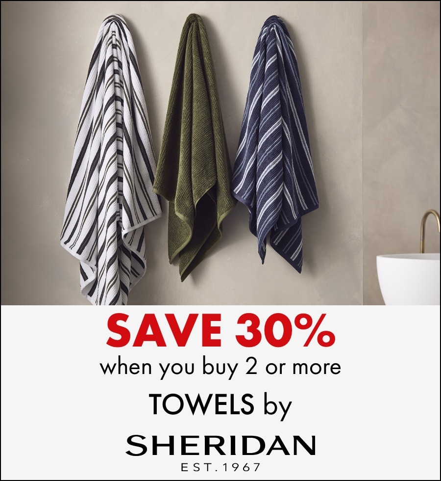 Save 30% when you buy 2 or more towels by Sheridan