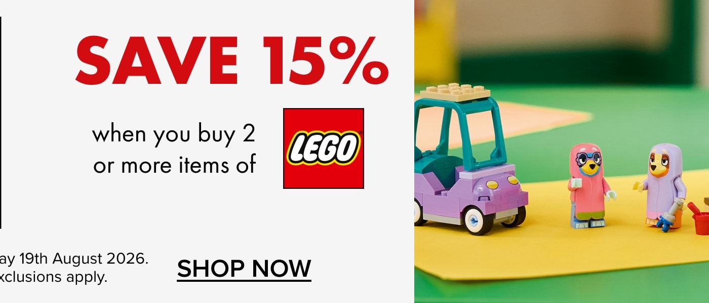 Save 15% when you buy 2 or more items of Lego