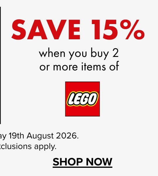 Save 15% when you buy 2 or more items of Lego