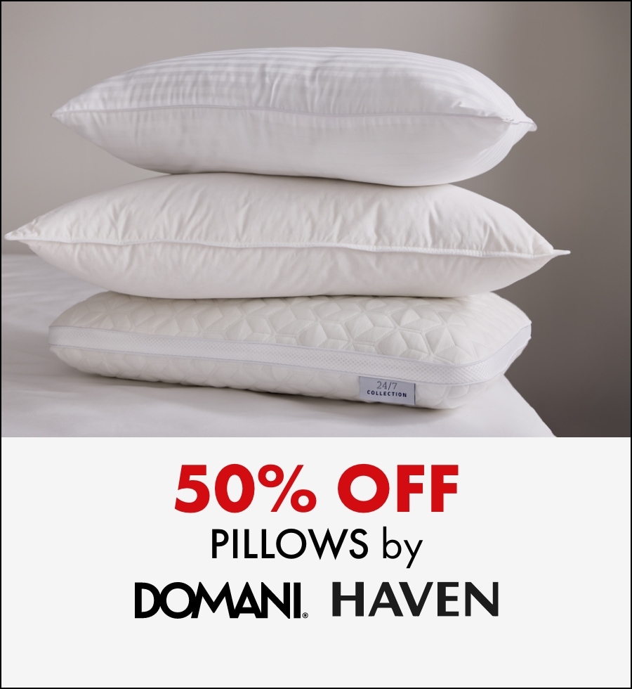 50% off pillows by Domani and Haven