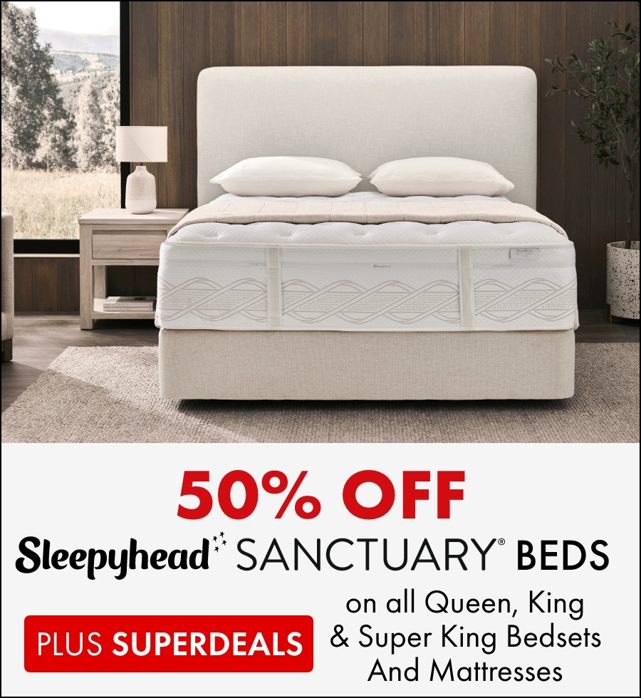 50% off Sleepyhead Sanctuary beds, including all queen, king and super king bedsets and mattresses