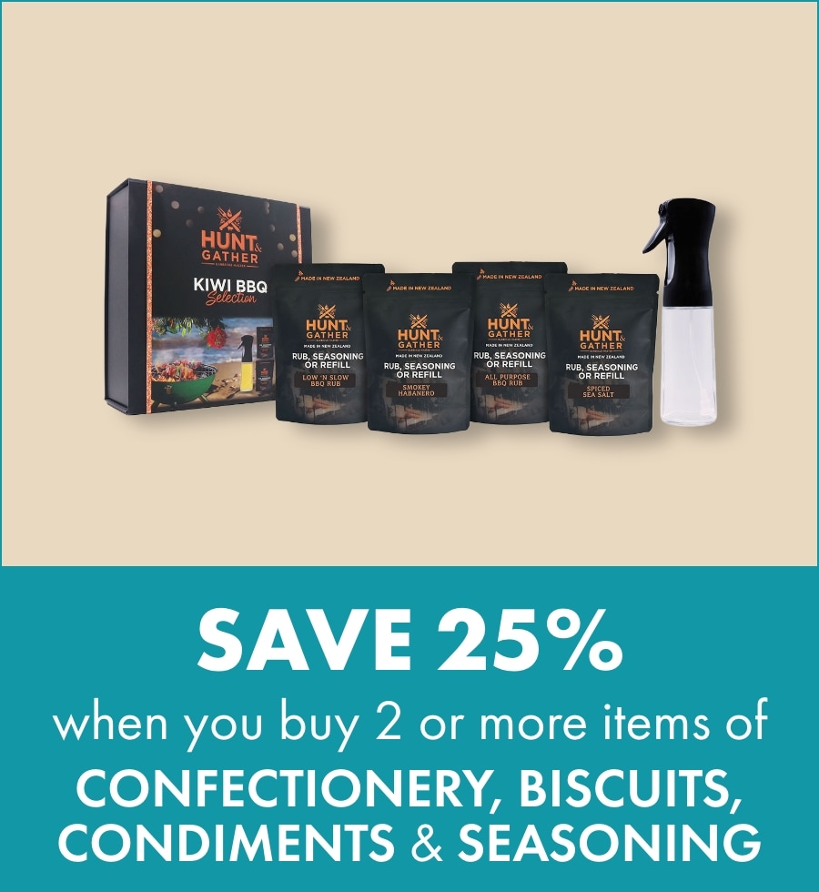 SAVE 25% when you buy 2 or more Confectionery, Biscuits, Condiments & Seasoning