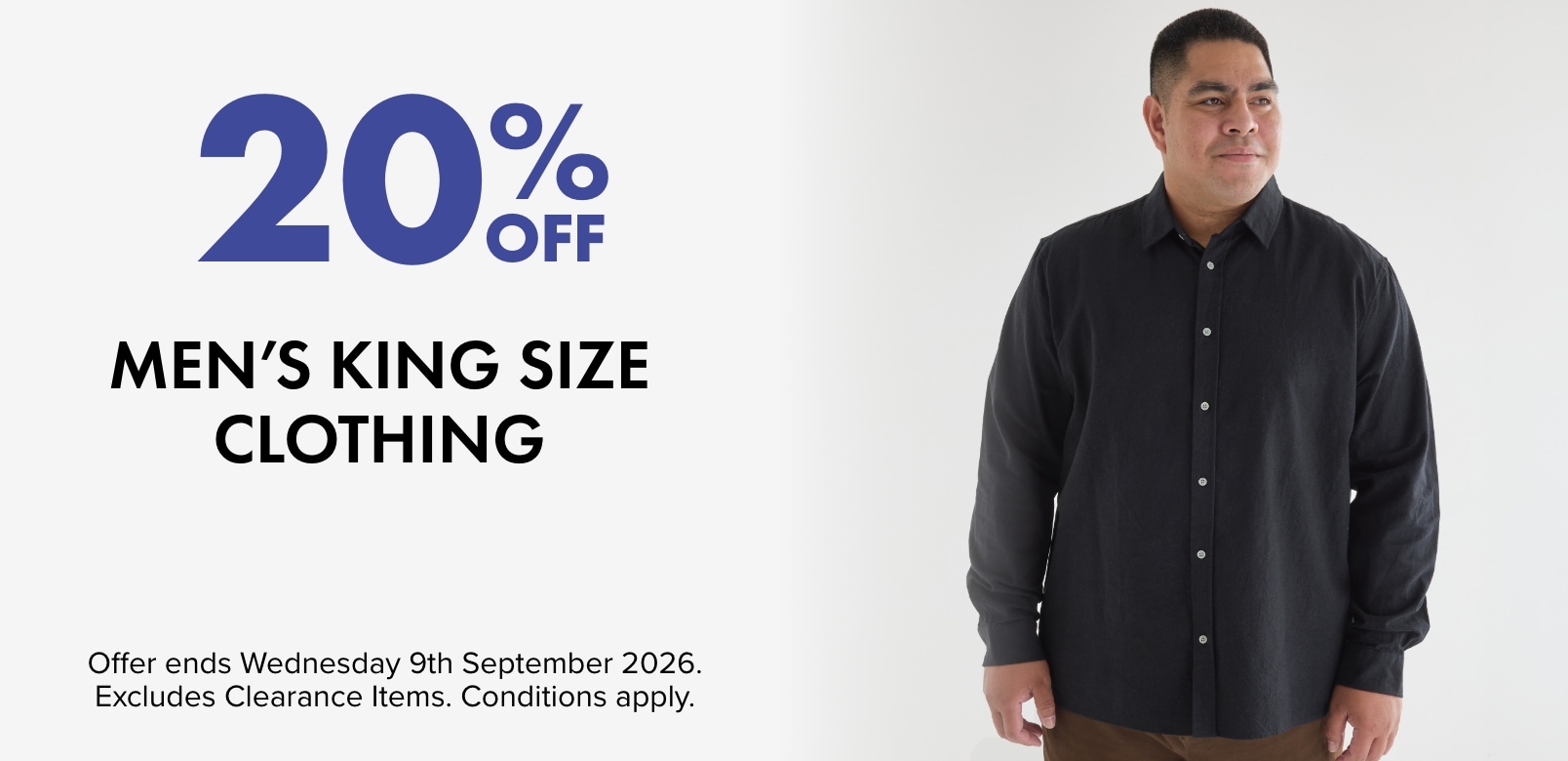 20% OFF Men's King Size Clothing
