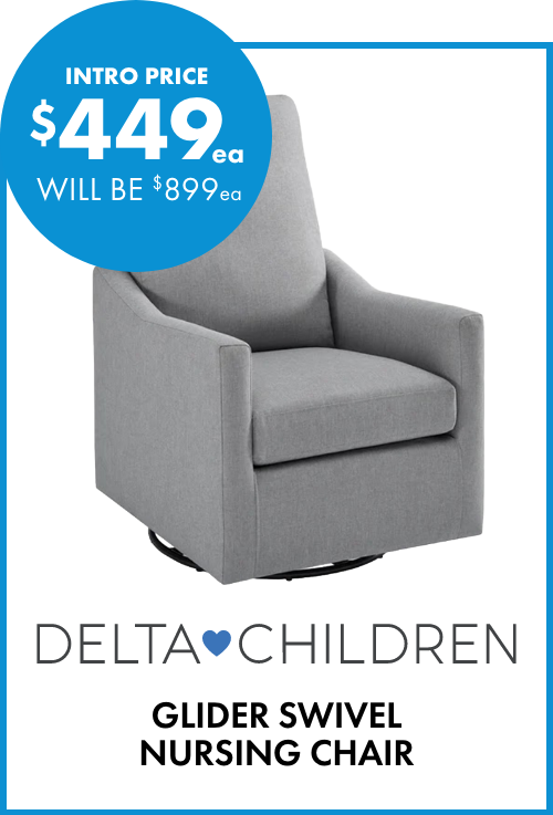 NOW $449ea Glider Swivel Nursing Chair Grey by Delta