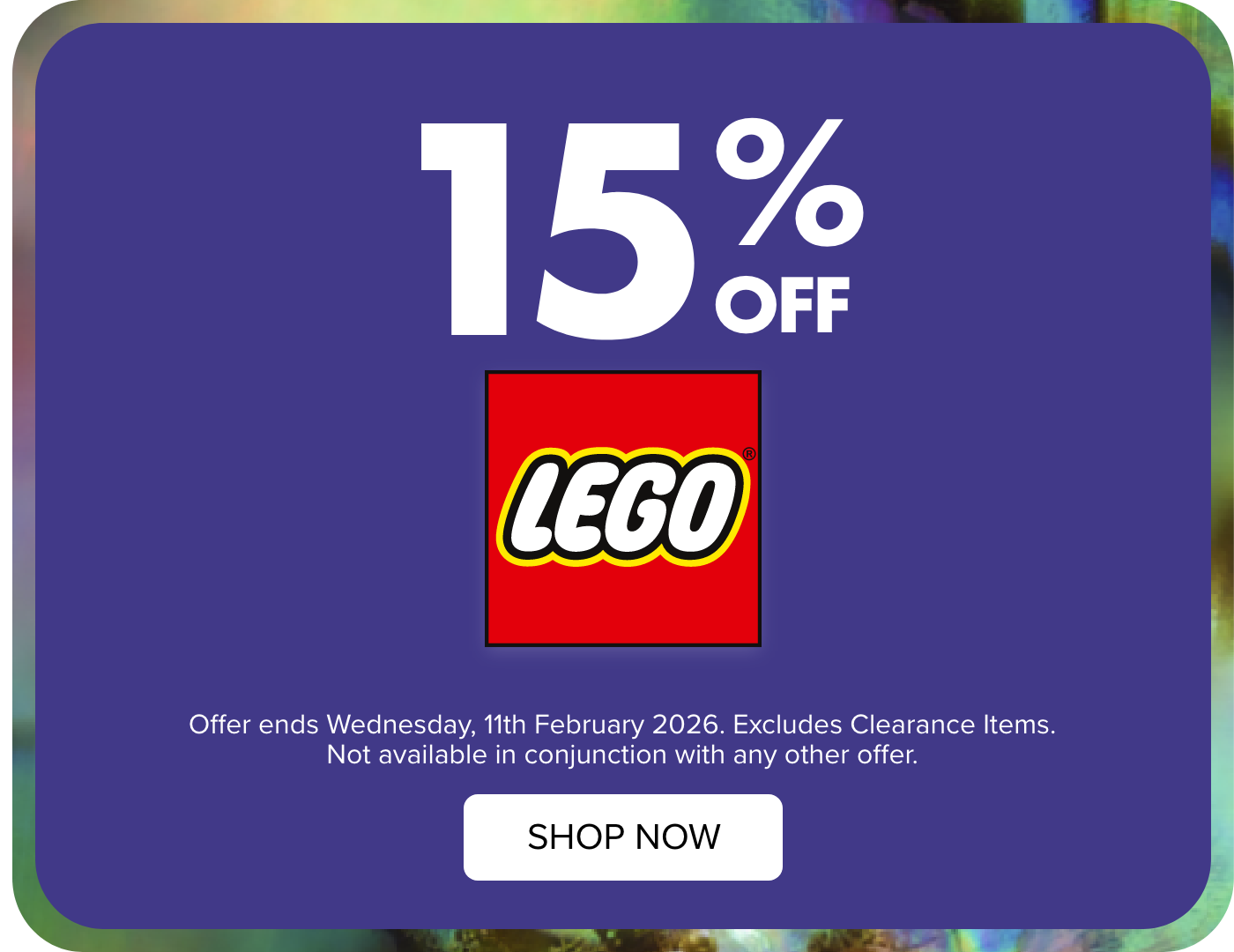 15% OFF Lego