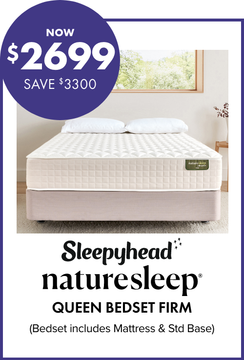 NOW $2699 SAVE $3300 Sleepyhead Naturesleep Queen Bedset Firm