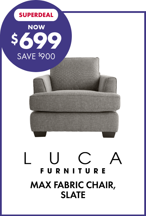 SUPERDEAL NOW $699 SAVE $900 LUCA Furniture Max Fabric Chair, Slate