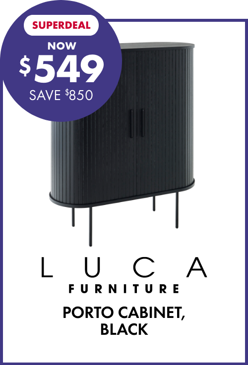 SUPERDEAL NOW $549 SAVE $850 LUCA Furniture Porto Cabinet, Black