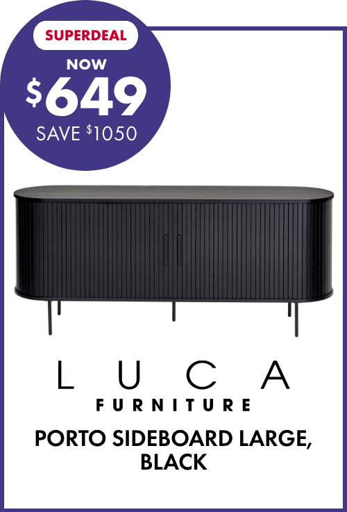 SUPERDEAL NOW $649 SAVE $1050 LUCA Furniture Porto Sideboard Large, Black