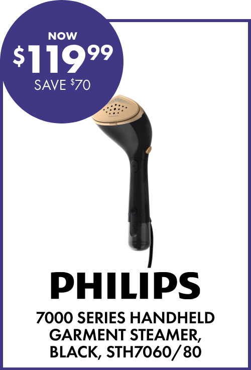 NOW $119.99 SAVE $80 Philips 7000 Series Handheld Garment Steamer, Black, STH7060/80