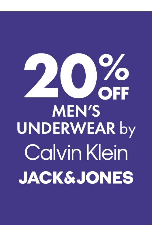 20% OFF Men's Underwear by Calvin Klein & Jack and Jones
