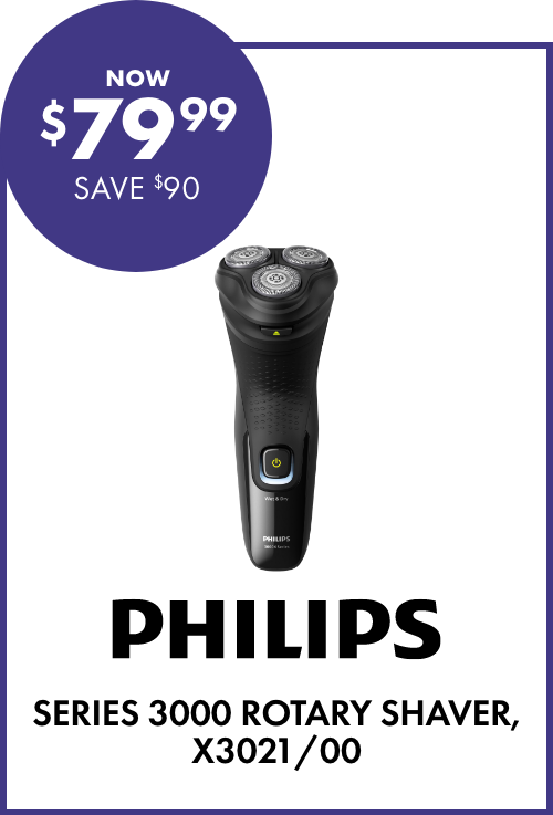 NOW $79.99 SAVE $90 Philips Series 3000 Rotary Shaver, X3021/00
