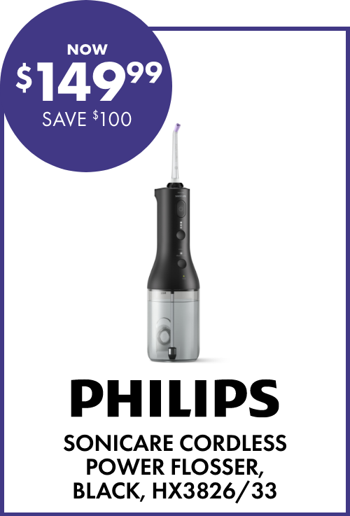 NOW $149.99 SAVE $100 Philips Sonicare Cordless Power Flosser, Black, HX3826/33