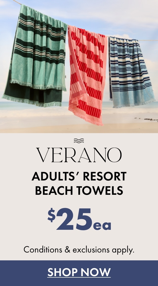 Verano Adults' Resort Beach Towels $25ea