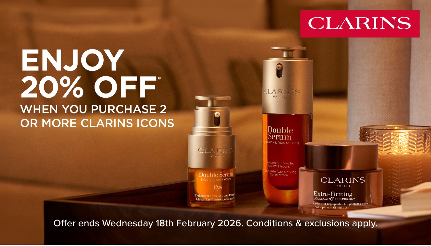 20% OFF Clarins when you purchase two or more Clarins Icons