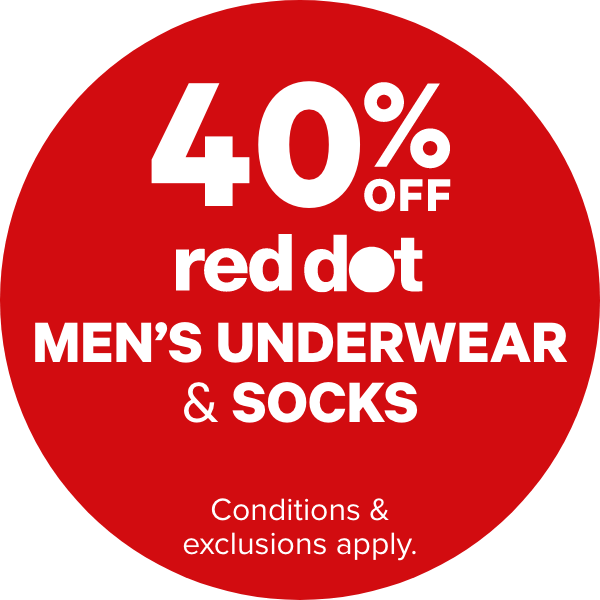 40% OFF Red Dot Men’s Underwear & Socks