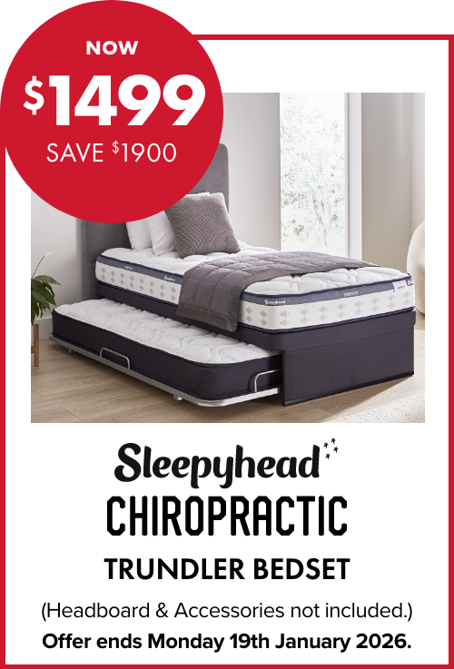 NOW $1499 SAVE $1900 Sleepyhead Chiropractic Trundler Bedset