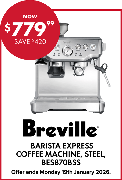 NOW $779.99 SAVE $420 Breville Barista Express Coffee Machine, Steel, BES870BSS