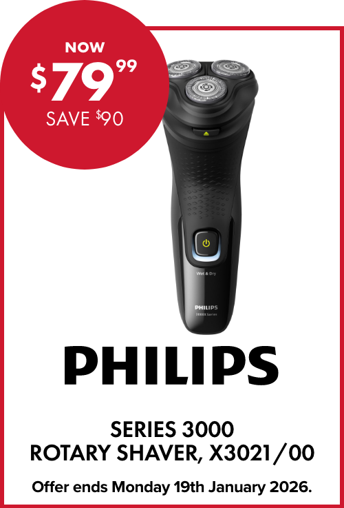 NOW $79.99 SAVE $90 Philips Series 3000 Rotary Shaver, X3021/00
