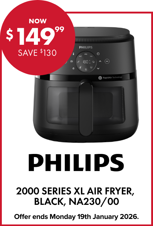 NOW $149.99 SAVE $130 Philips 2000 Series XL Air Fryer, Black, NA230/00