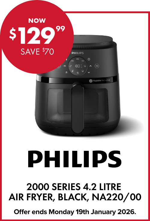 NOW $129.99 SAVE $70 Philips 2000 Series 4.2 Litre Air Fryer, Black, NA220/00