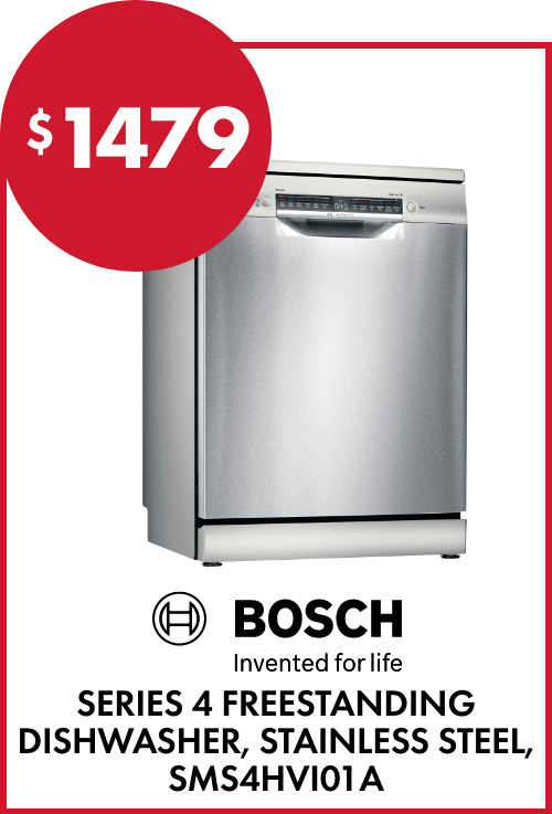 Bosch Series 4 FreeStanding Dishwasher, Stainless Steel, SMS4HVI01A