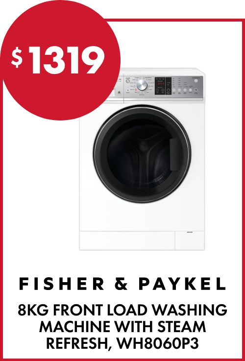 Fisher & Paykel 8kg Front Load Washing Machine with Steam Refresh, WH8060P3
