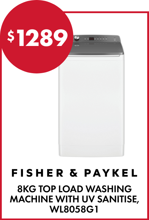 Fisher & Paykel 8kg Top Load Washing Machine with UV Sanitise, WL8058G1