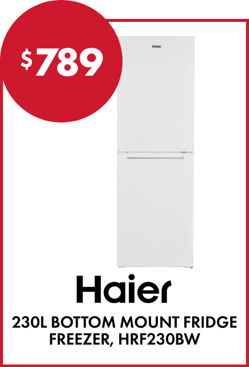Haier 230L Bottom Mount Fridge Freezer, HRF230BW
