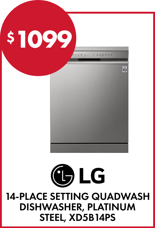LG 14-Place Setting QuadWash Dishwasher, Platinum Steel, XD5B14PS
